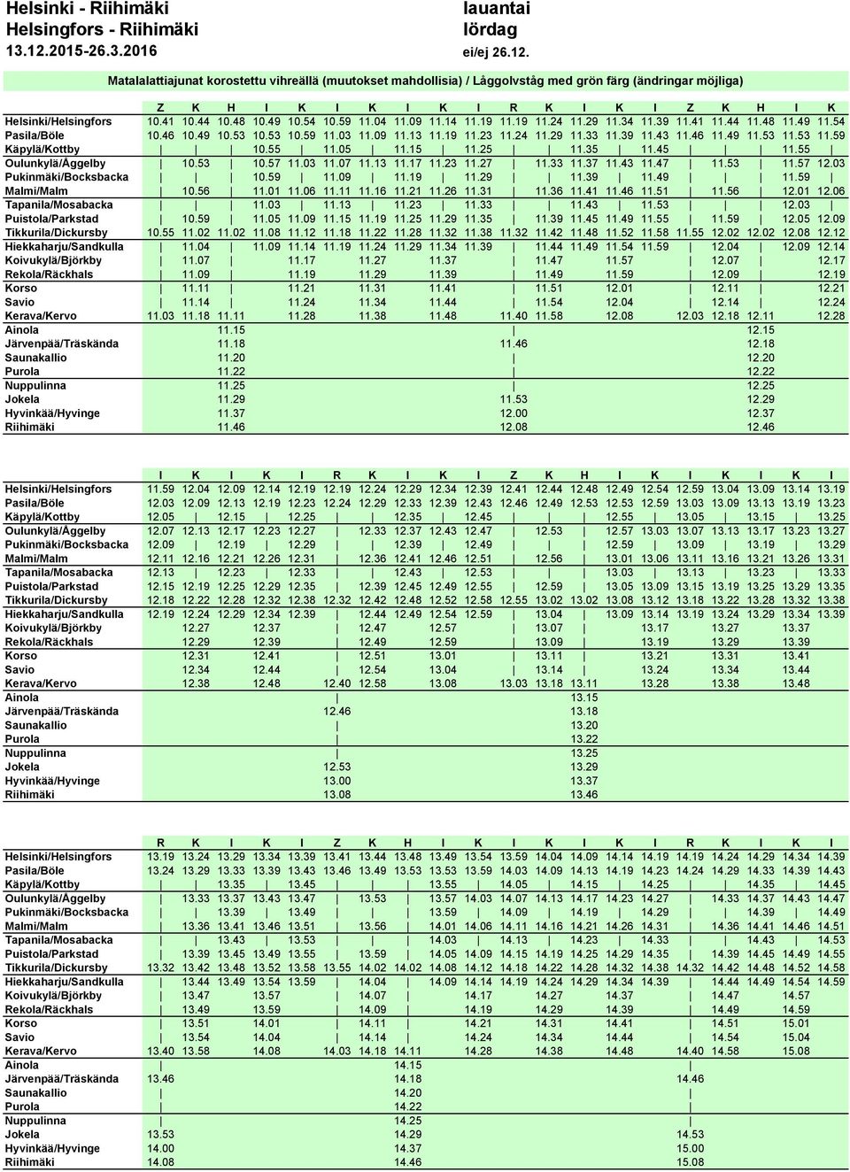 53 11.59 Käpylä/Kottby 10.55 11.05 11.15 11.25 11.35 11.45 11.55 Oulunkylä/Åggelby 10.53 10.57 11.03 11.07 11.13 11.17 11.23 11.27 11.33 11.37 11.43 11.47 11.53 11.57 12.03 Pukinmäki/Bocksbacka 10.