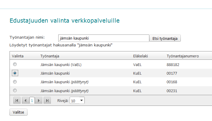 Työnantaja valitaan eläkelain ja