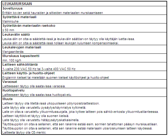 Kurttio Kari Opinnäytetyö 63 Taulukko 6.