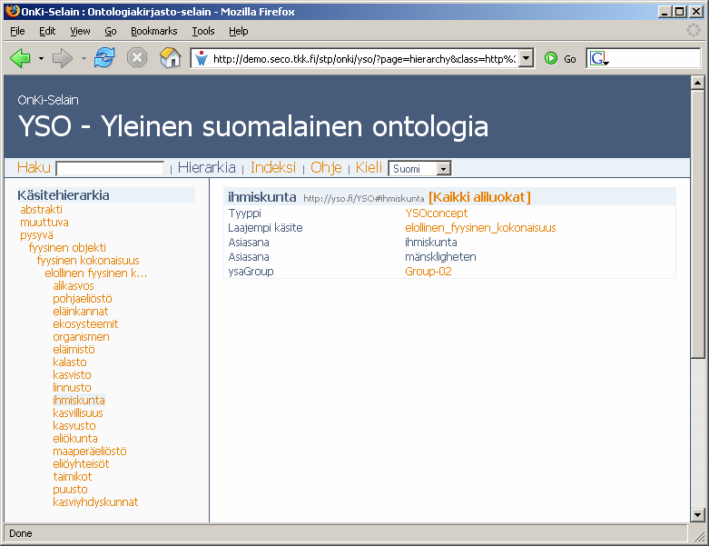 31 Kuva 11. ONKI-selain 4.3 Annotaatiosovellusten arviointia Taulukossa 3 on yhteenveto edellä esitettyjen annotointisovellusten perusominaisuuksista.