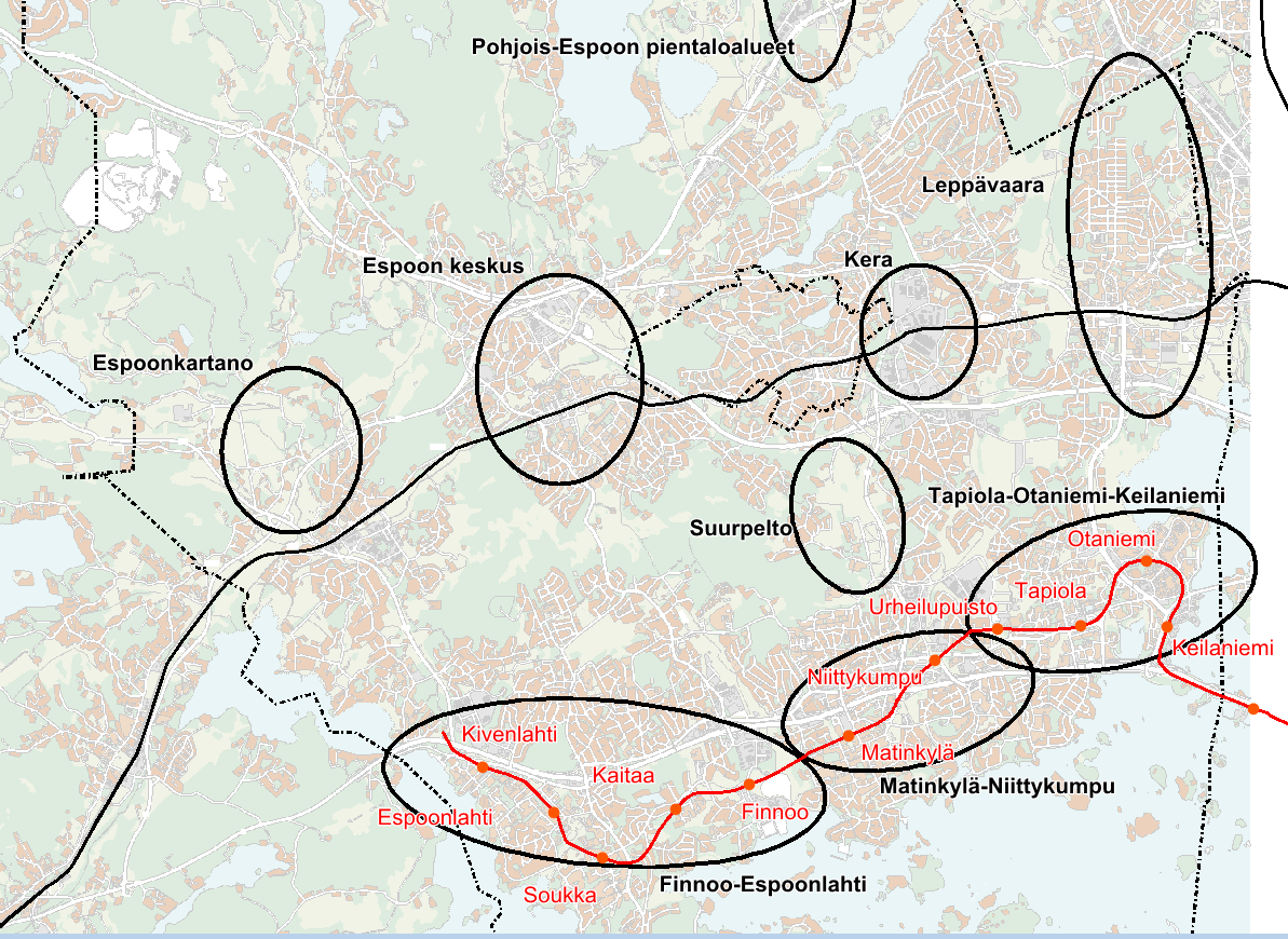 Tärkeimmät kaavoituskohteet Länsimetrosta ja sen jatkeesta johtuvat kaavoitushankkeet Tapiola, Otaniemi, Keilaniemi Matinkylä,