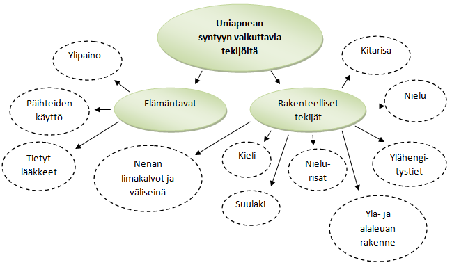 4 Kuvio 1. Uniapnean syntyyn vaikuttavia tekijöitä. 2.