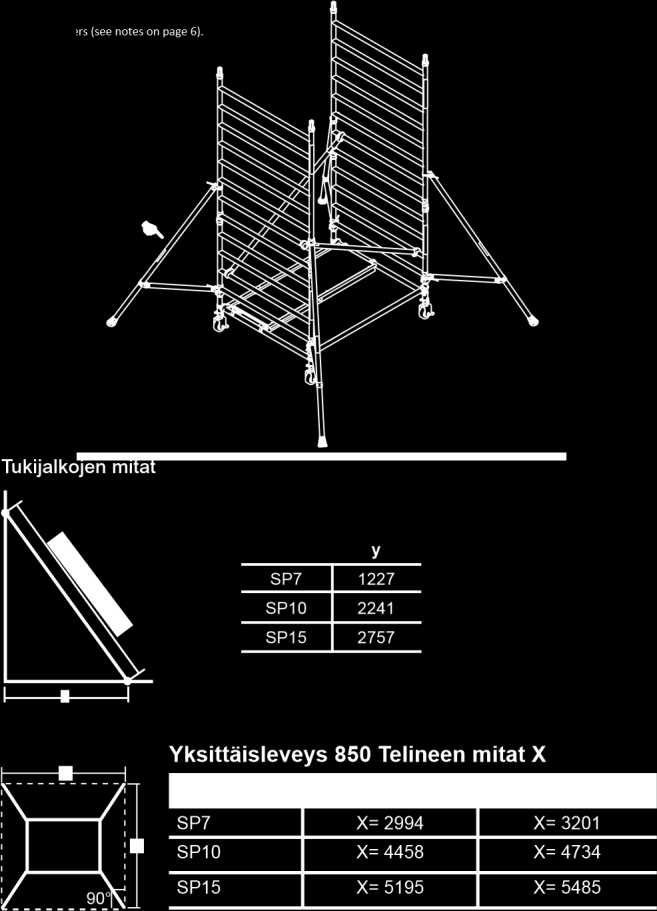 Telineen rakentaminen Vapaana seisova Seinää vasten Nurkassa teline