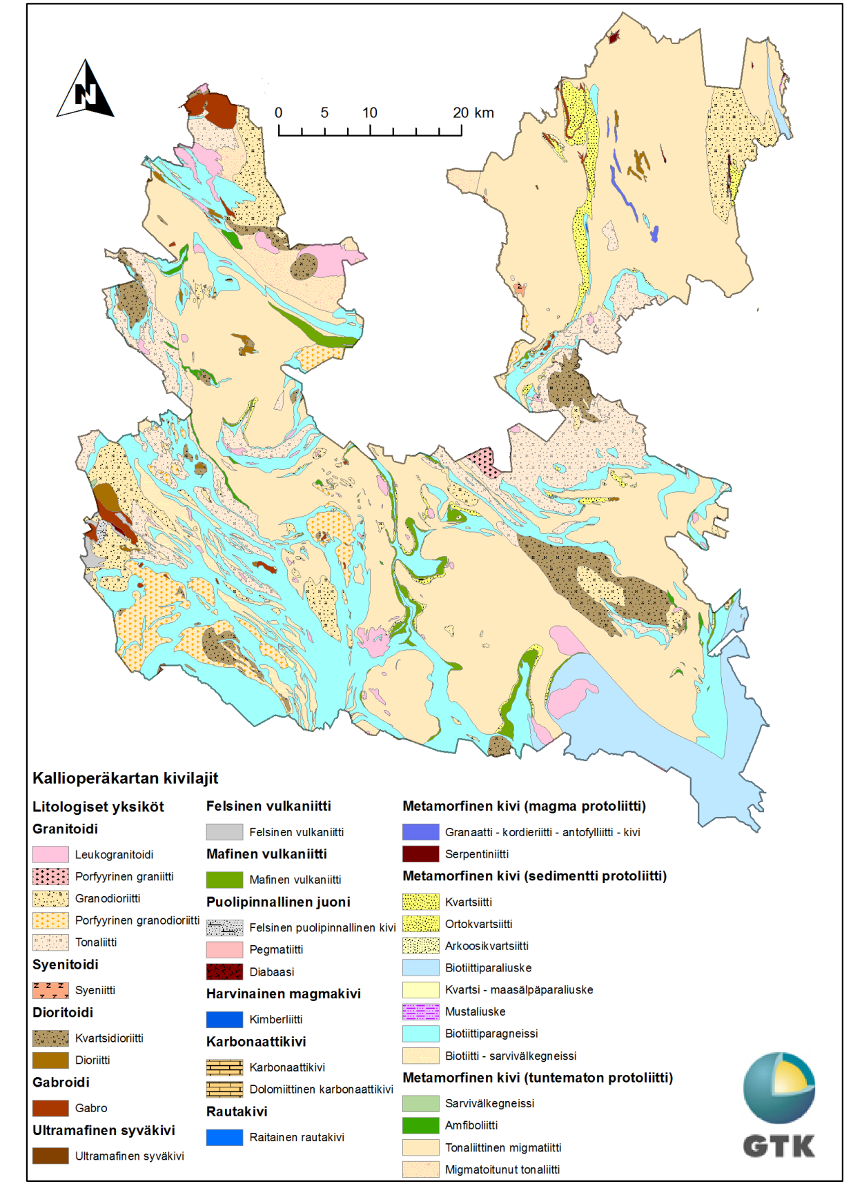 GEOLOGIAN TUTKIMUSKESKUS Kuopion taustapitoisuudet 4 Kuva 2. Kuopion kallioperäkartta.