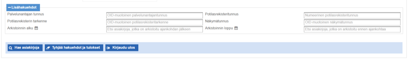 4.8 Vanhojen asiakirjojen haku Haku voidaan kohdistaa vanhoihin asiakirjoihin.