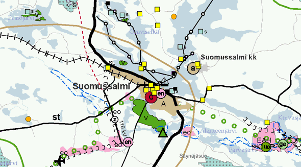 3.2 Suunnittelutilanne 3.2.1 Maakuntakaava Suunnittelualueella ovat voimassa Kainuun maakuntakaava 2020 ja Kirkonkylän ja Ämmänsaaren osayleiskaava vuodelta 1983.