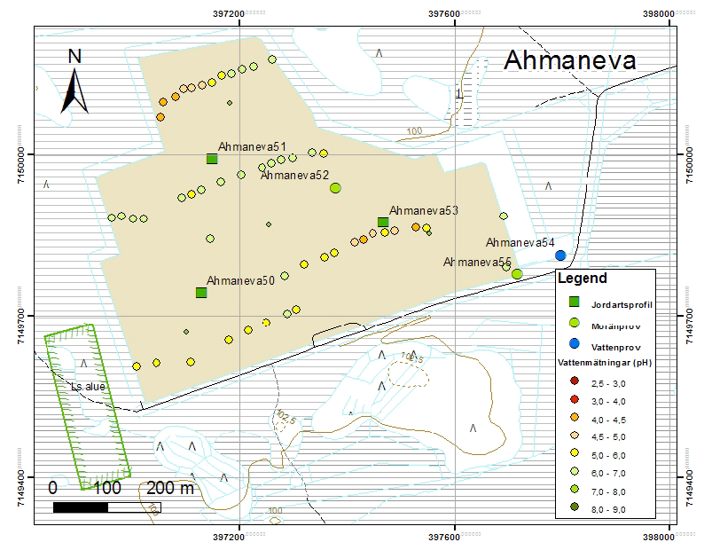 LUONNOS Ahmaneva Ahmaneva sijaitsee entisen Vihannin kunnan alueella Raahen kaupungissa. Turvetuotanto alueella on aloitettu 2005 ja tuotantopinta-ala auma-alueet mukaan luettuina on 30,6 ha.