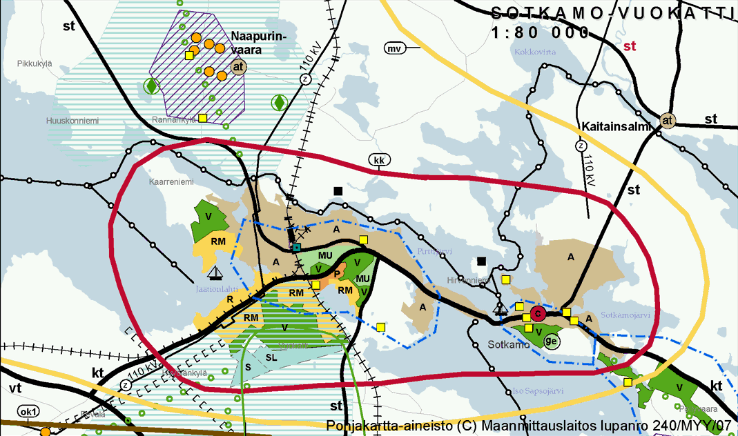 3 (8) Kuva 2 Ote Kainuun maakuntakaava 2020:stä suunnittelualueen kohdalta.