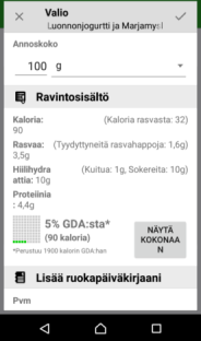 FatSecret 1/2 harjoituspäiväkirja