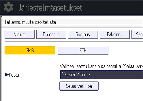 Kansioon skannauksen perustoiminnot 20. Paina [Poistu]. Jos yhteys ei toimi, tarkista asetukset ja yritä uudelleen. 21. Paina [OK]. 22.