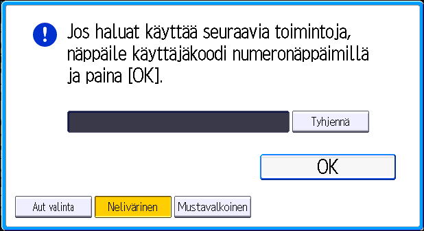 2. Aluksi Laitteelle kirjautuminen Kun todennusnäyttö avautuu Todennusnäyttö avautuu, jos perustodennus, Windows-todennus tai LDAP-todennus on käytössä.