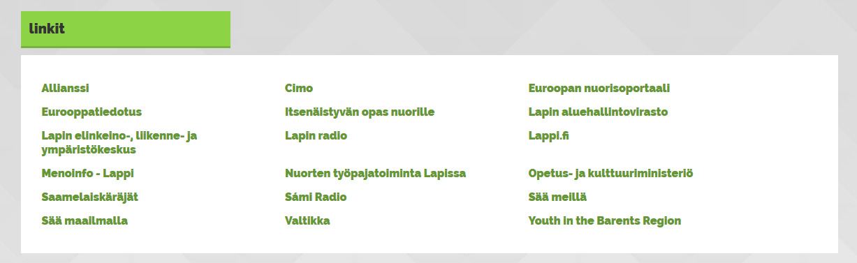 3. Moduulit Valikko ja linkkimoduulien linkkien palstoitus Valikkomoduuli sijaitsee etusivulla palstassa 2, paikassa 1.