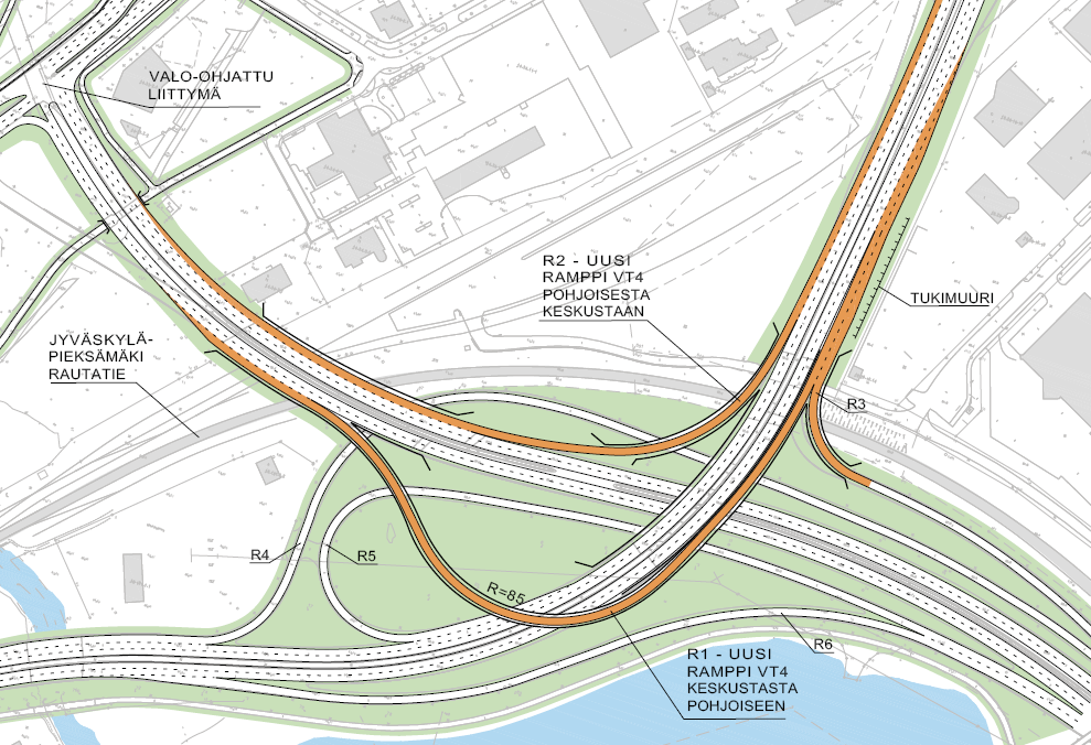 Sivu 11/16 Vuoden 2040 liikennekysyntä perusverkolla Vuoden 2040 perusverkossa on oletettu toteutetuksi seuraavat hankkeet: Koilliskehä (Vaajakoski-Palokka) Seppäläntien 2+2-kaistaistus Uusi yhteys