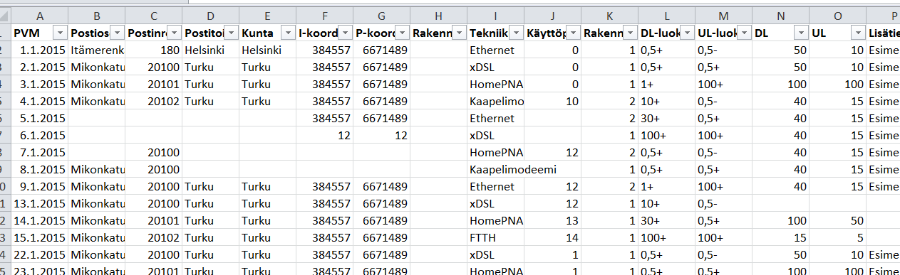 JOS KÄYTÄT AINEISTOA EXCELISSÄ virheellisten tietojen etsiminen Mitä tehdä, jos csv-tiedostossa on tuhansia