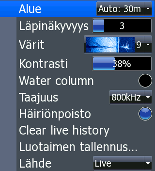 Structure -karttojen ja Navionics karttojen käyttö.