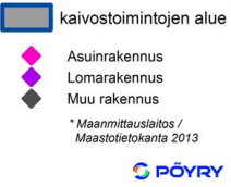 360 VE0+ Kartoilla on tutkittu kaivostoiminnan kattaman alueen suhdetta alueen nykyisiin ihmistoiminnan vyöhykkeisiin ja luonnonalueisiin.