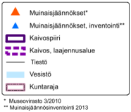 354 Kuva 16-11 Kiinteät muinaisjäännökset hankealueella ja sen läheisyydessä, osasuurennos, ei