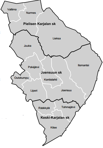 60 5.3. Pohjois-Karjalan alue- ja yhdyskuntarakenne Tarkastelen Joensuun ja Nurmeksen välistä rautatieyhteyttä osana koko Pohjois- Karjalan aluerakennetta.