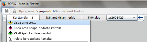 3. Logistisen pisteen ominaisuuksien päivittäminen Avaa logistiset pisteet aineisto BORISjärjestelmässä (Karttanäkymä Lisää aineisto).