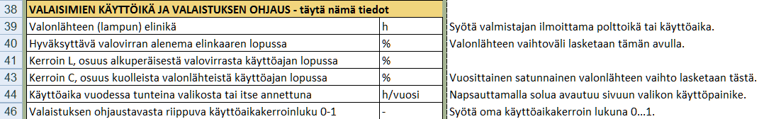 6 Laskentataulukon rivien