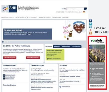 BANNERI VERKKOSIVUILLA Kerromme verkkosivuillamme (www.dfhk.fi) saksalais-suomalaiseen kauppaan liittyvistä uutisista ja ajankohtaisista tapahtumista, seminaareista ja matkoista.