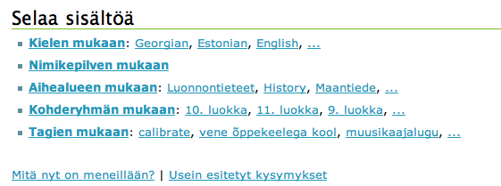 18 LUKU 3. MITEN LÖYDÄN AINEISTOA LEMILLISTÄ? Kuva 3.7: Mitä nyt on meneillään?