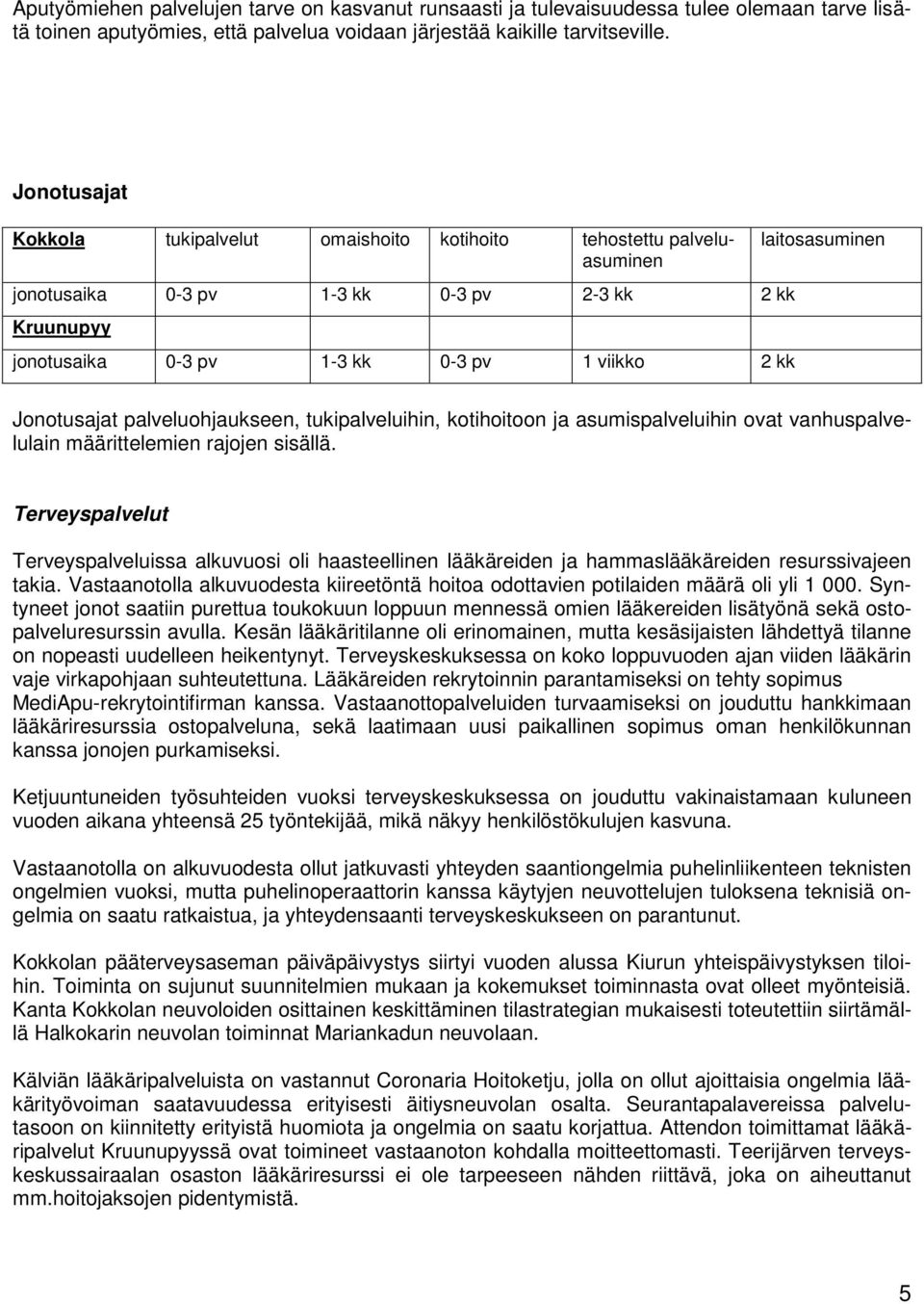 Jonotusajat palveluohjaukseen, tukipalveluihin, kotihoitoon ja asumispalveluihin ovat vanhuspalvelulain määrittelemien rajojen sisällä.