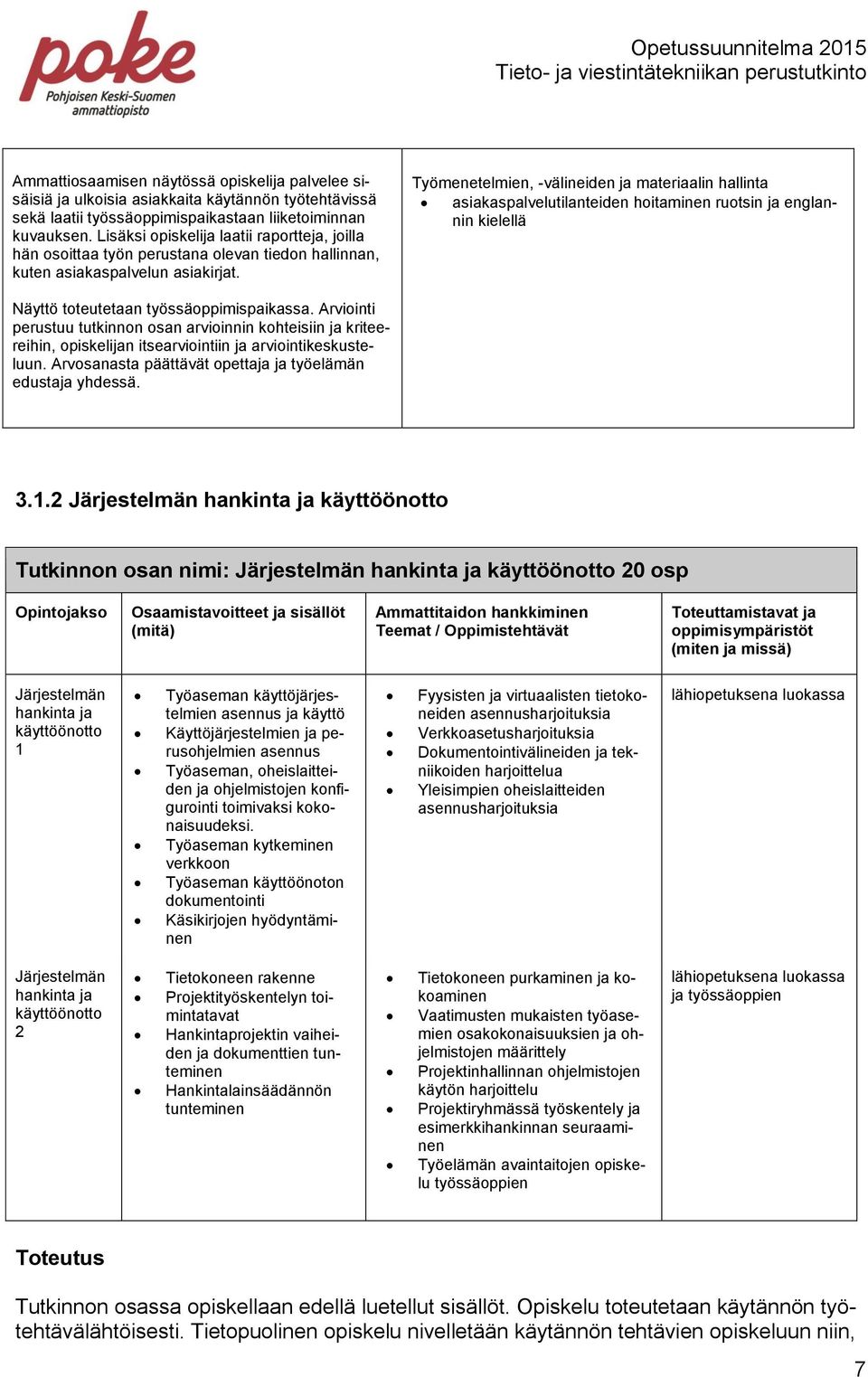 Työmenetelmien, -välineiden ja materiaalin hallinta asiakaspalvelutilanteiden hoitaminen ruotsin ja englannin kielellä Näyttö toteutetaan työssäoppimispaikassa.