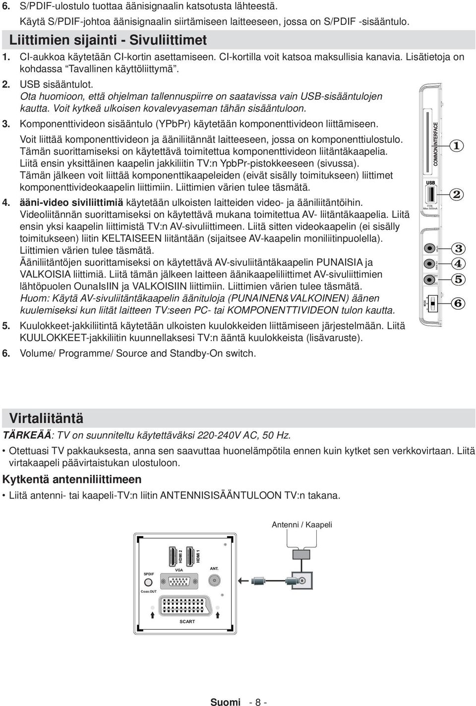Ota huomioon, että ohjelman tallennuspiirre on saatavissa vain USB-sisääntulojen kautta. Voit kytkeä ulkoisen kovalevyaseman tähän sisääntuloon. 3.