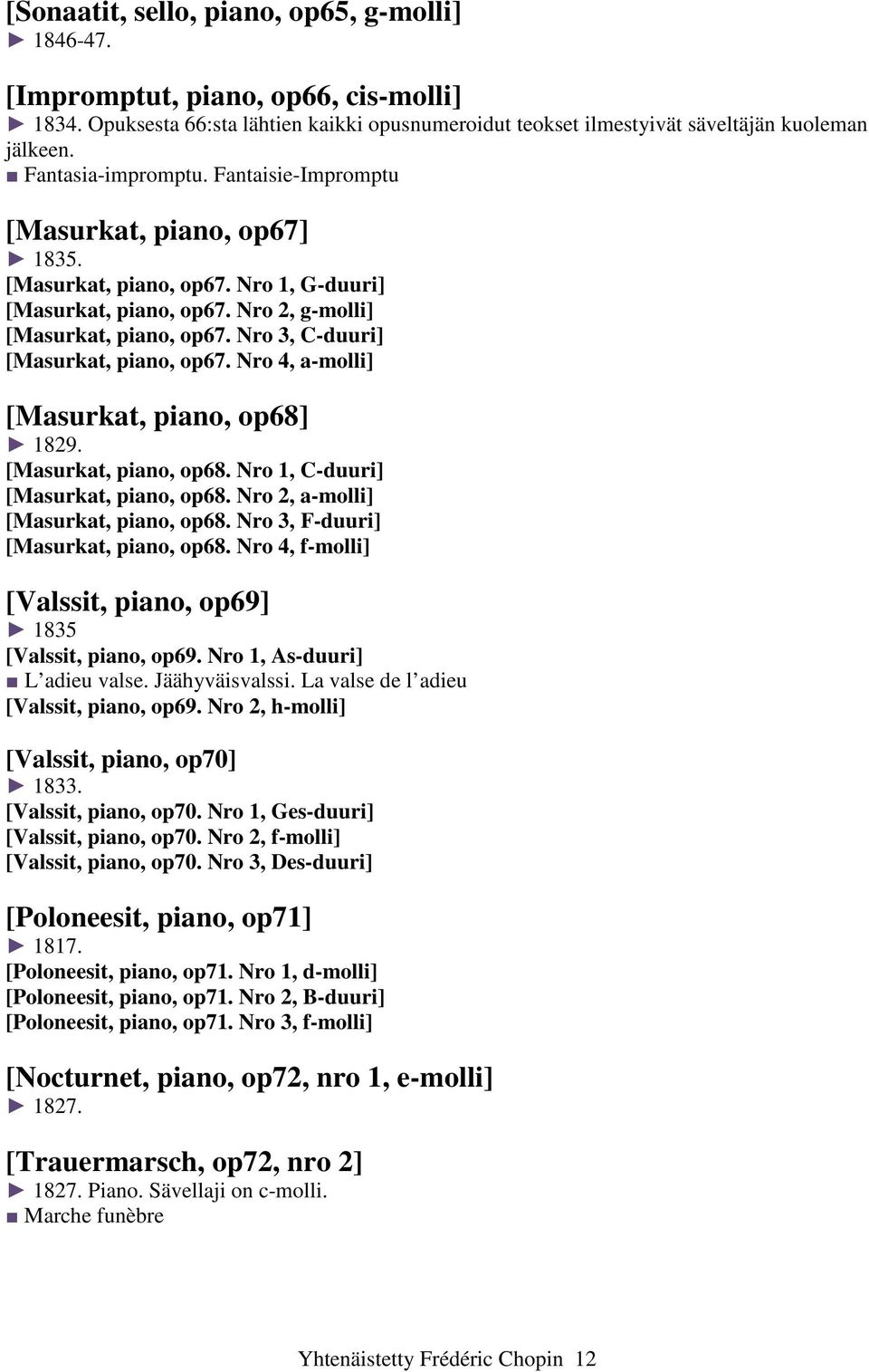 Nro 3, C-duuri] [Masurkat, piano, op67. Nro 4, a-molli] [Masurkat, piano, op68] 1829. [Masurkat, piano, op68. Nro 1, C-duuri] [Masurkat, piano, op68. Nro 2, a-molli] [Masurkat, piano, op68.