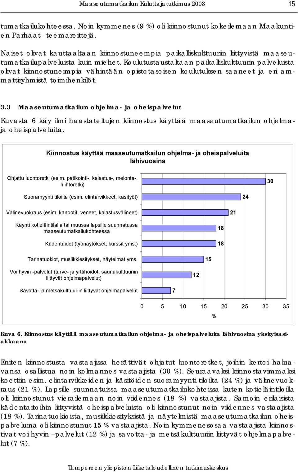 Koulutustaustaltaan paikalliskulttuurin palveluista olivat kiinnostuneimpia vähintään opistotasoisen koulutuksen saaneet ja eri ammattiryhmistä toimihenkilöt. 3.