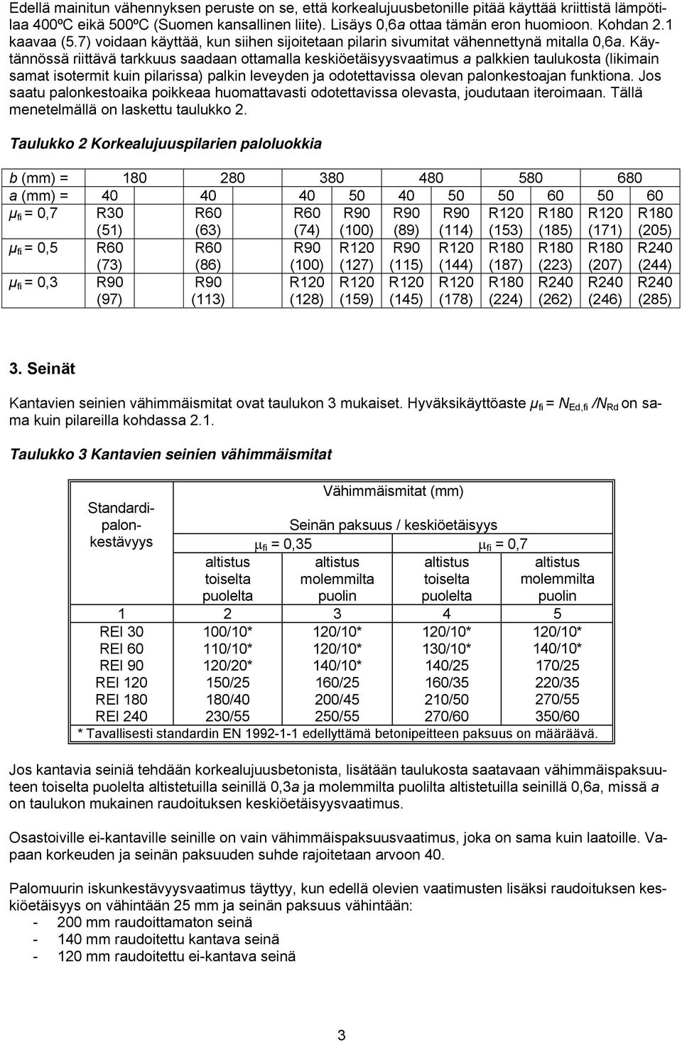 Käytännössä riittävä tarkkuus saadaan ottamalla keskiöetäisyysvaatimus a palkkien taulukosta (likimain samat isotermit kuin pilarissa) palkin leveyden ja odotettavissa olevan palonkestoajan funktiona.