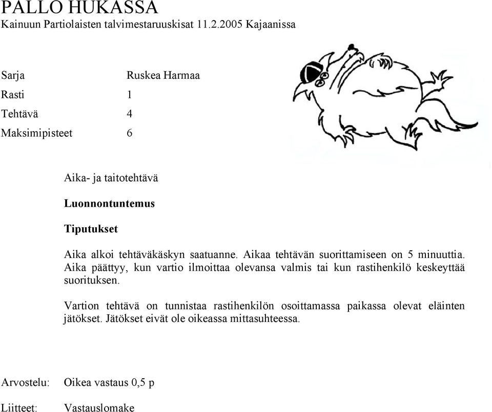 Aika päättyy, kun vartio ilmoittaa olevansa valmis tai kun rastihenkilö keskeyttää suorituksen.