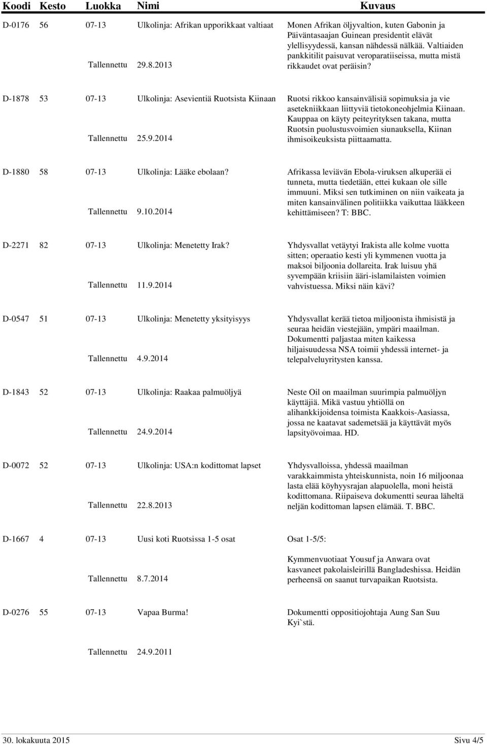 2014 Ruotsi rikkoo kansainvälisiä sopimuksia ja vie asetekniikkaan liittyviä tietokoneohjelmia Kiinaan.