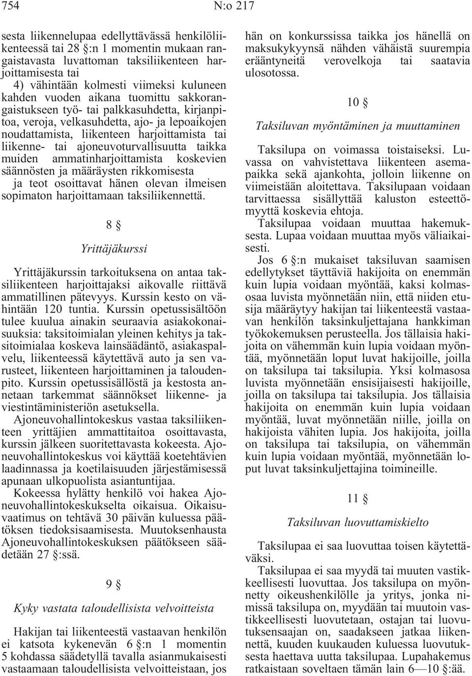 ajoneuvoturvallisuutta taikka muiden ammatinharjoittamista koskevien säännösten ja määräysten rikkomisesta ja teot osoittavat hänen olevan ilmeisen sopimaton harjoittamaan taksiliikennettä.