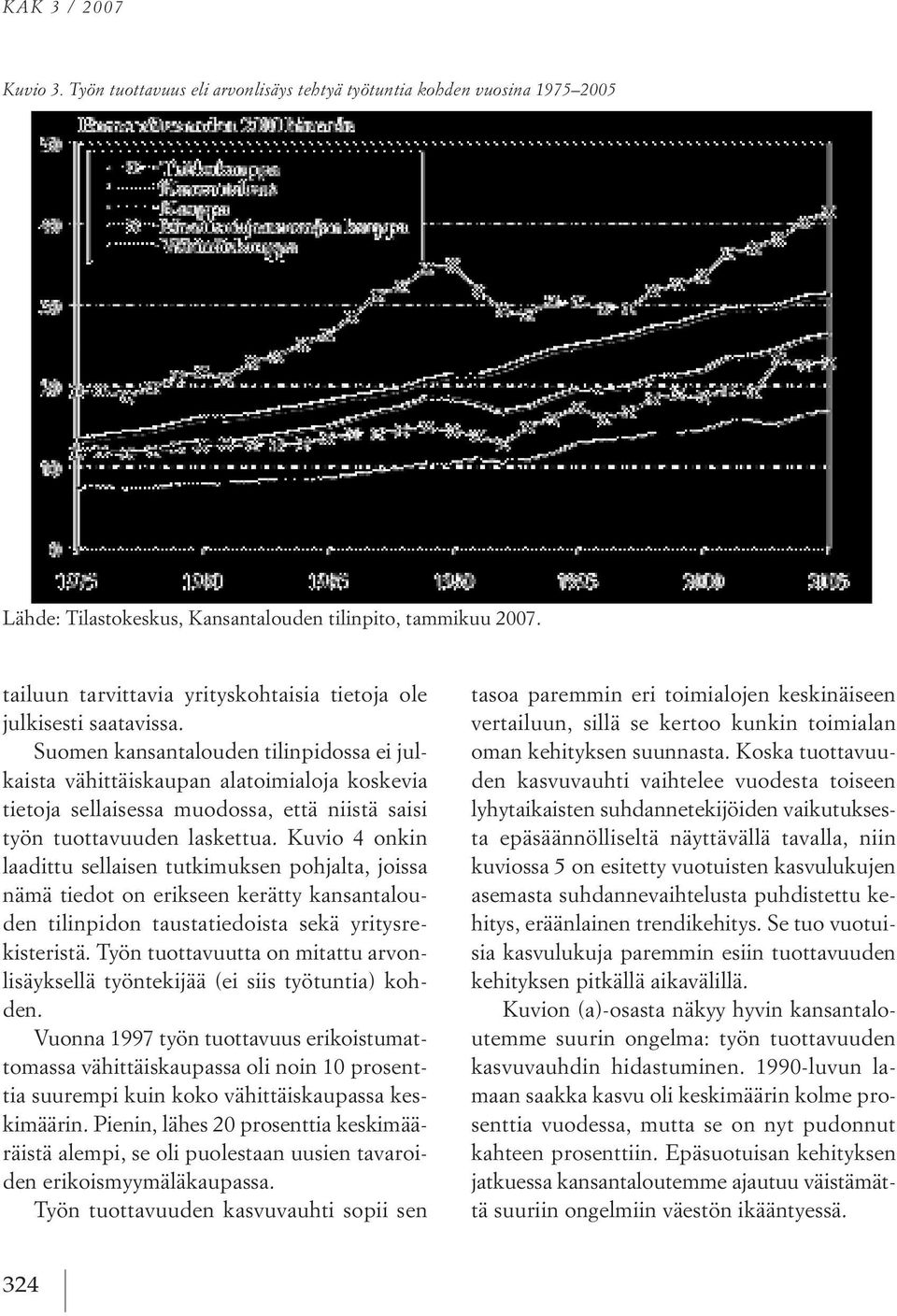 suomen kansantalouden tilinpidossa ei julkaista vähittäiskaupan alatoimialoja koskevia tietoja sellaisessa muodossa, että niistä saisi työn tuottavuuden laskettua.