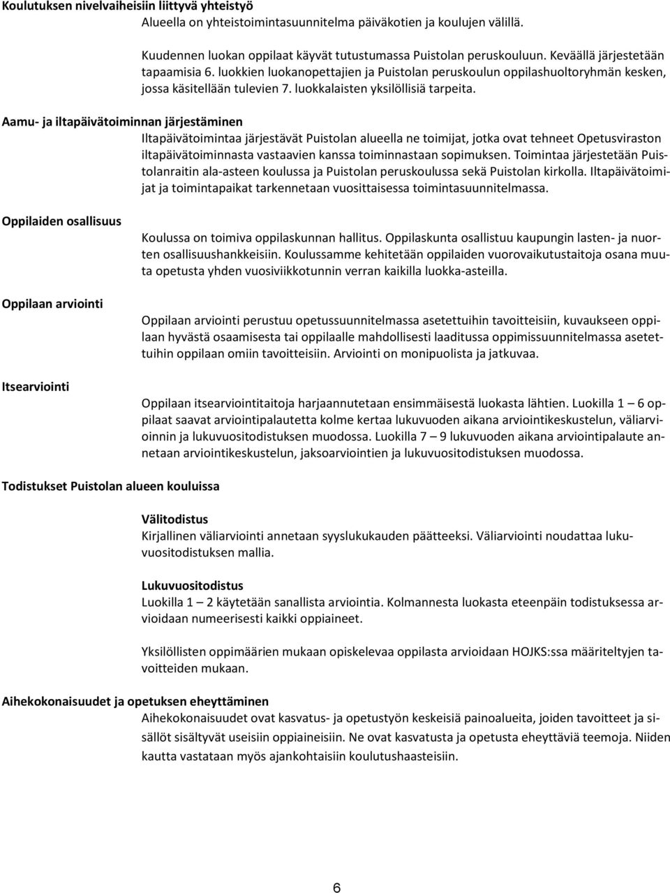 Aamu- ja iltapäivätoiminnan järjestäminen Iltapäivätoimintaa järjestävät Puistolan alueella ne toimijat, jotka ovat tehneet Opetusviraston iltapäivätoiminnasta vastaavien kanssa toiminnastaan