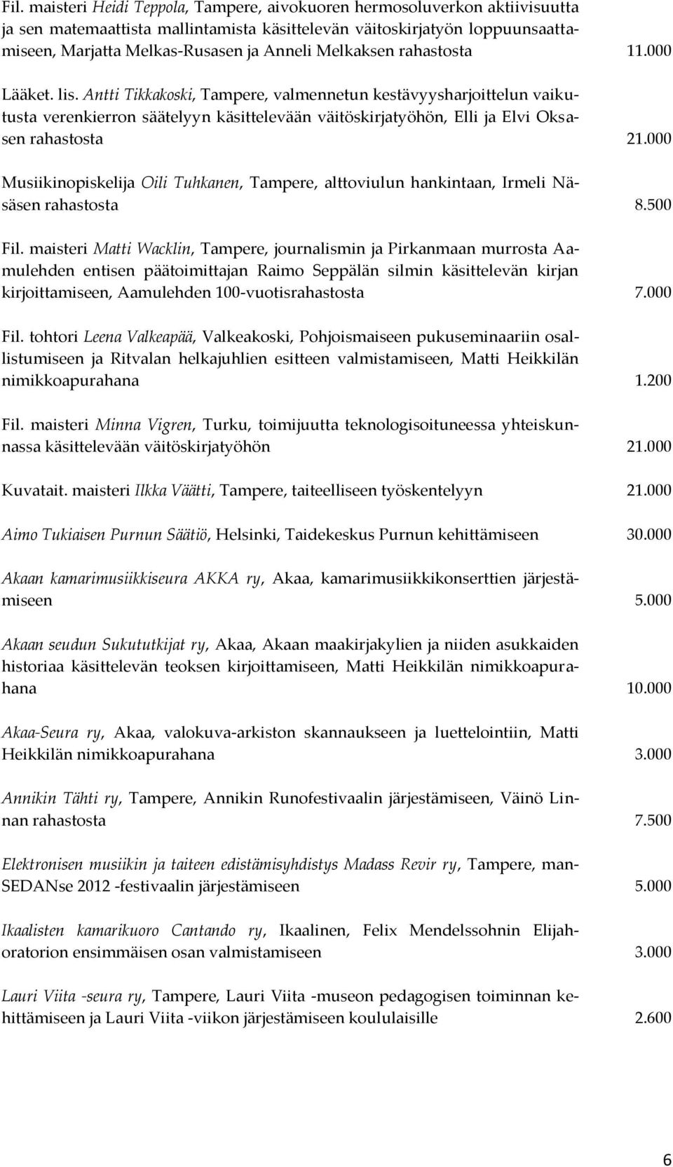 Antti Tikkakoski, Tampere, valmennetun kestävyysharjoittelun vaikutusta verenkierron säätelyyn käsittelevään väitöskirjatyöhön, Elli ja Elvi Oksasen rahastosta 21.