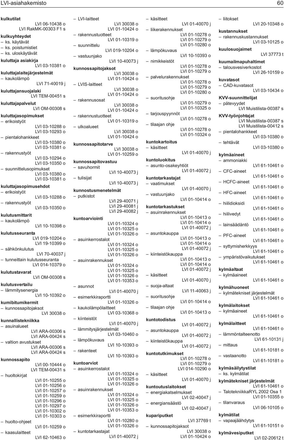 erikoistyöt LVI 03-10288 o LVI 03-10293 o pientalohankkeet LVI 03-10381 o rakennustyöt LVI 03-10294 o LVI 03-10350 o suunnittelusopimukset LVI 03-10381 o kuluttajasopimusehdot erikoistyöt LVI