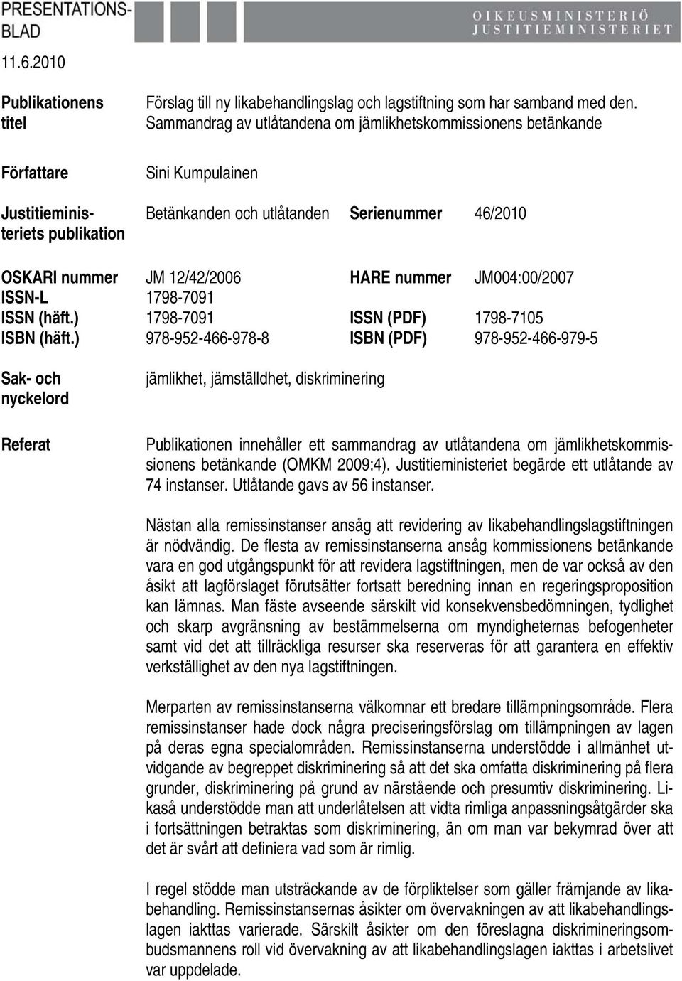 ISSN (häft.) 1798-7091 ISSN (PDF) 1798-7105 ISBN (häft.