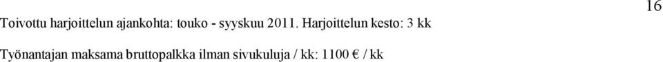 Harjoittelun kesto: 3 kk 16