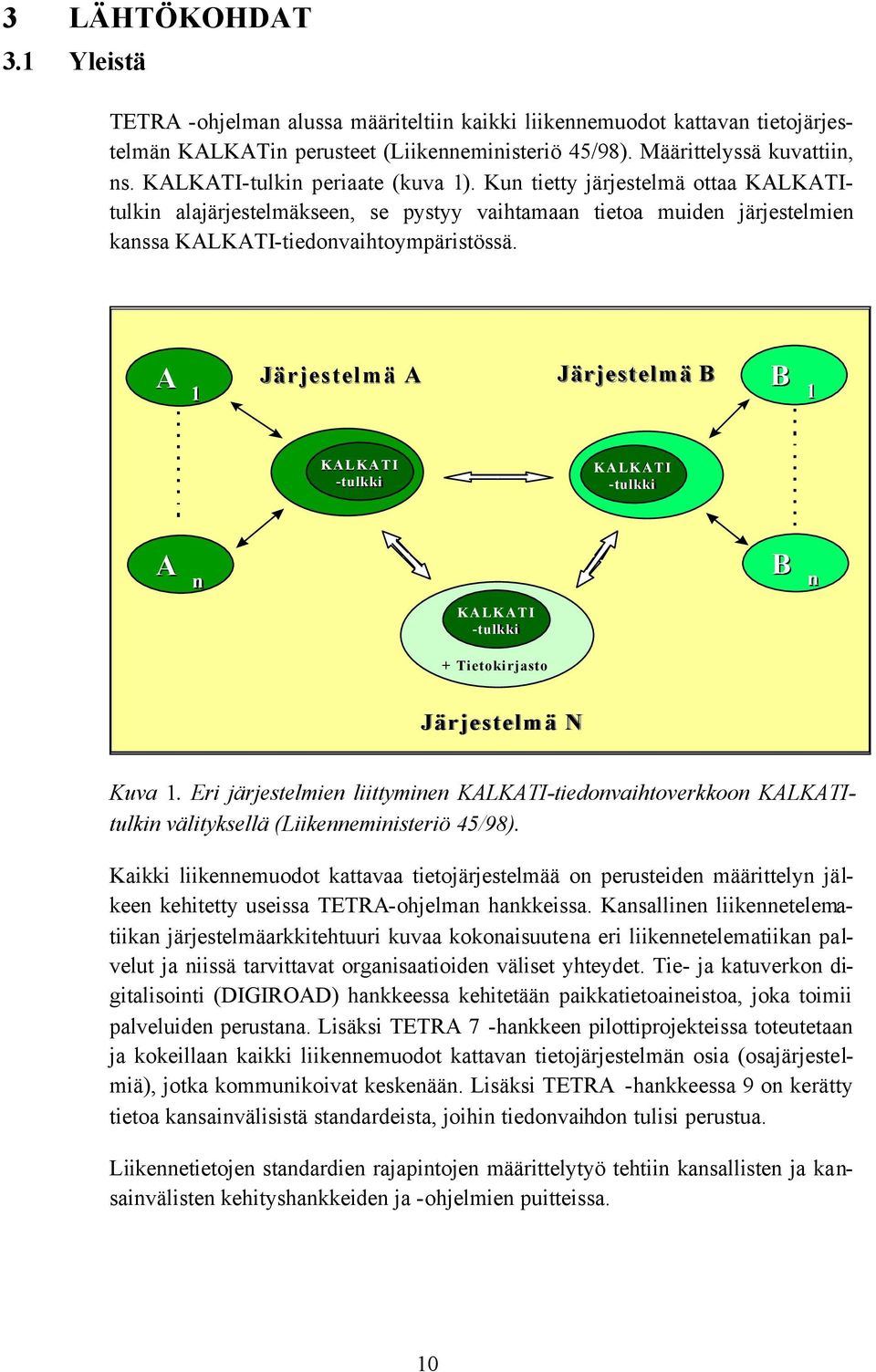 A 1 Järjestelmä A Järjestelmä B B 1 KALKATI -tulkki KALKATI -tulkki A n B n KALKATI -tulkki + Tietokirjasto Järjestelmä N Kuva 1.