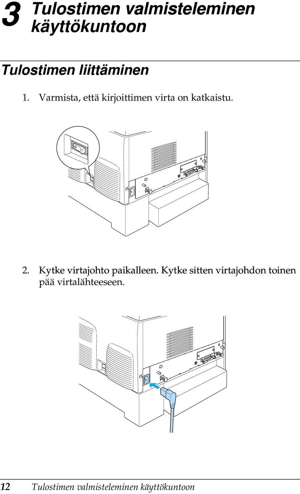 Kytke virtajohto paikalleen.