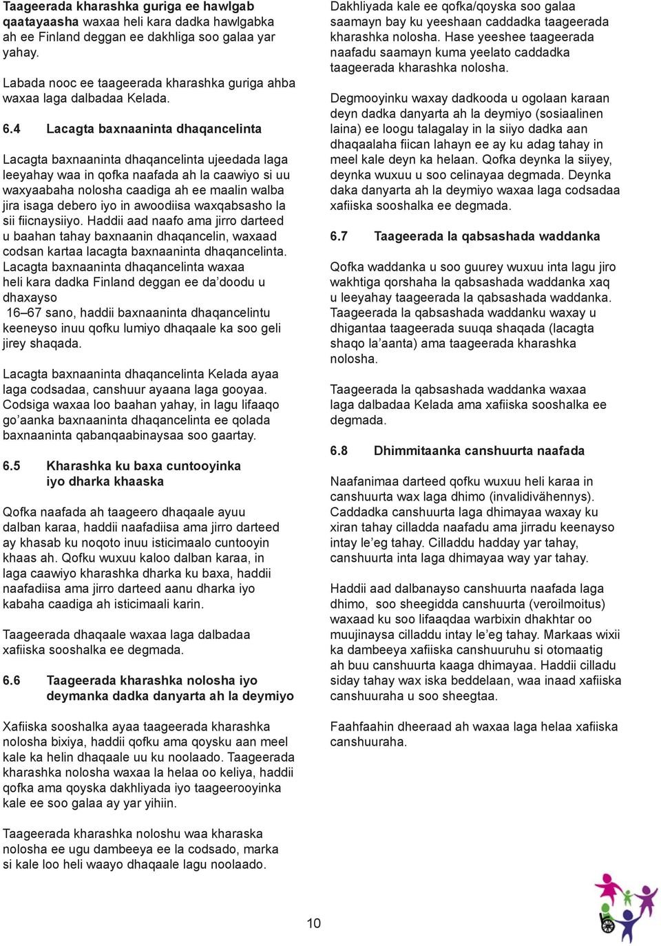 4 Lacagta baxnaaninta dhaqancelinta Lacagta baxnaaninta dhaqancelinta ujeedada laga leeyahay waa in qofka naafada ah la caawiyo si uu waxyaabaha nolosha caadiga ah ee maalin walba jira isaga debero