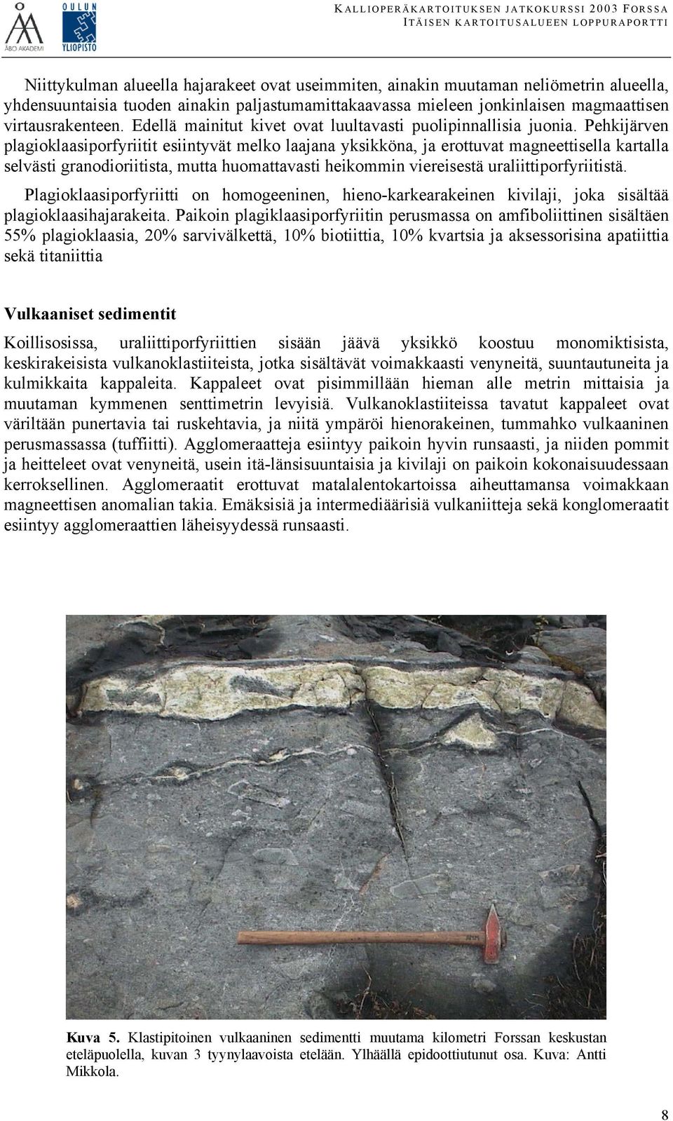 Pehkijärven plagioklaasiporfyriitit esiintyvät melko laajana yksikköna, ja erottuvat magneettisella kartalla selvästi granodioriitista, mutta huomattavasti heikommin viereisestä