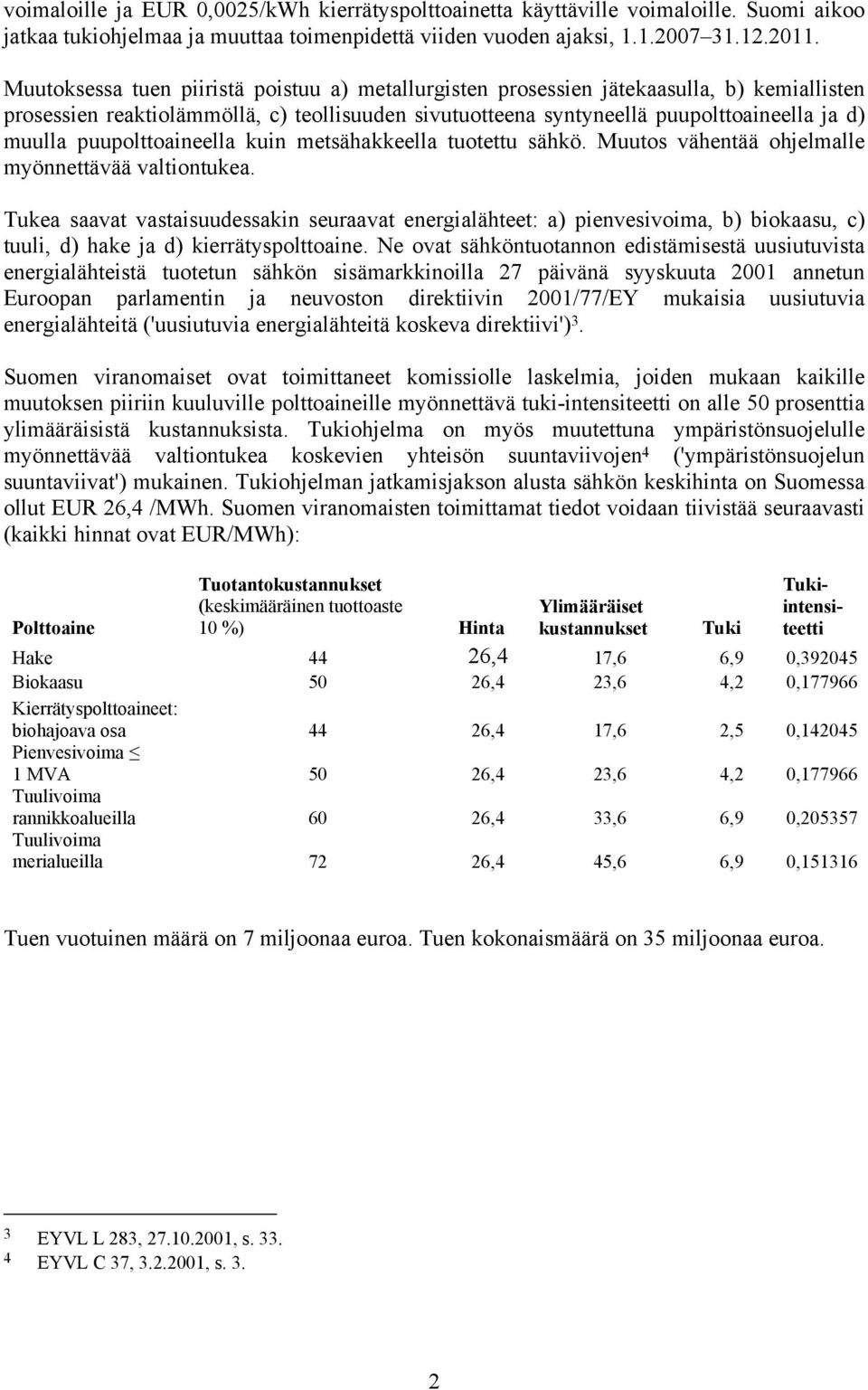 puupolttoaineella kuin metsähakkeella tuotettu sähkö. Muutos vähentää ohjelmalle myönnettävää valtiontukea.