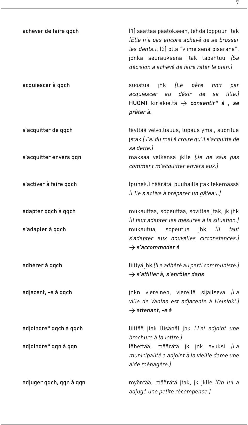 kirjakieltä consentir* à, se prêter à. s acquitter de qqch s acquitter envers qqn täyttää velvollisuus, lupaus yms., suoritua jstak (J ai du mal à croire qu il s acquitte de sa dette.