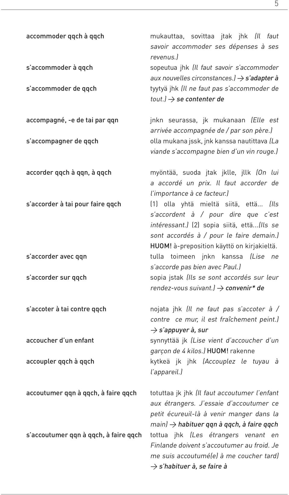 ) se contenter de accompagné, -e de tai par qqn s accompagner de qqch jnkn seurassa, jk mukanaan (Elle est arrivée accompagnée de / par son père.