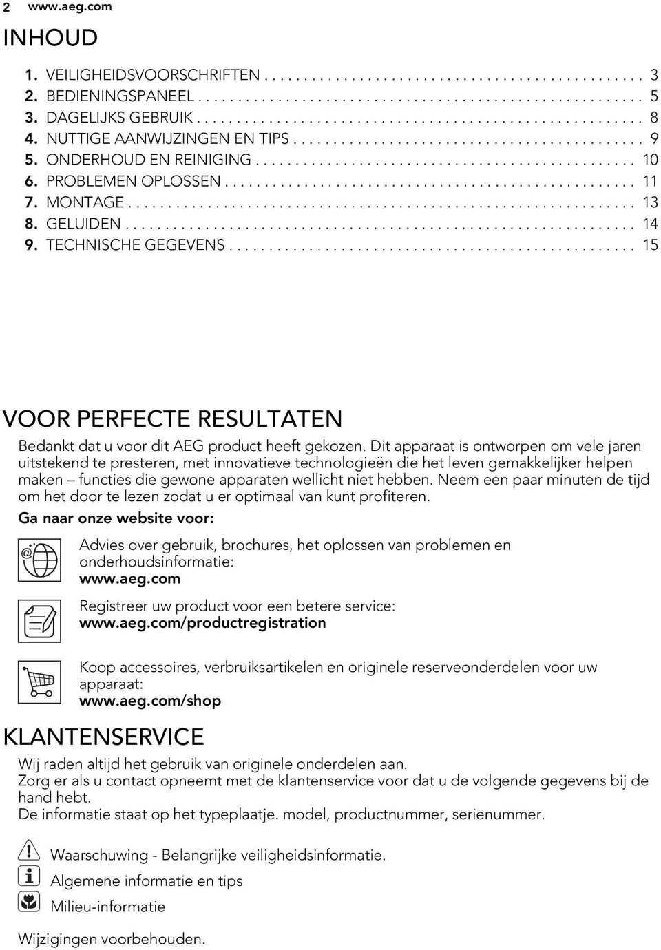 PROBLEMEN OPLOSSEN.................................................... 11 7. MONTAGE................................................................ 13 8. GELUIDEN................................................................ 14 9.