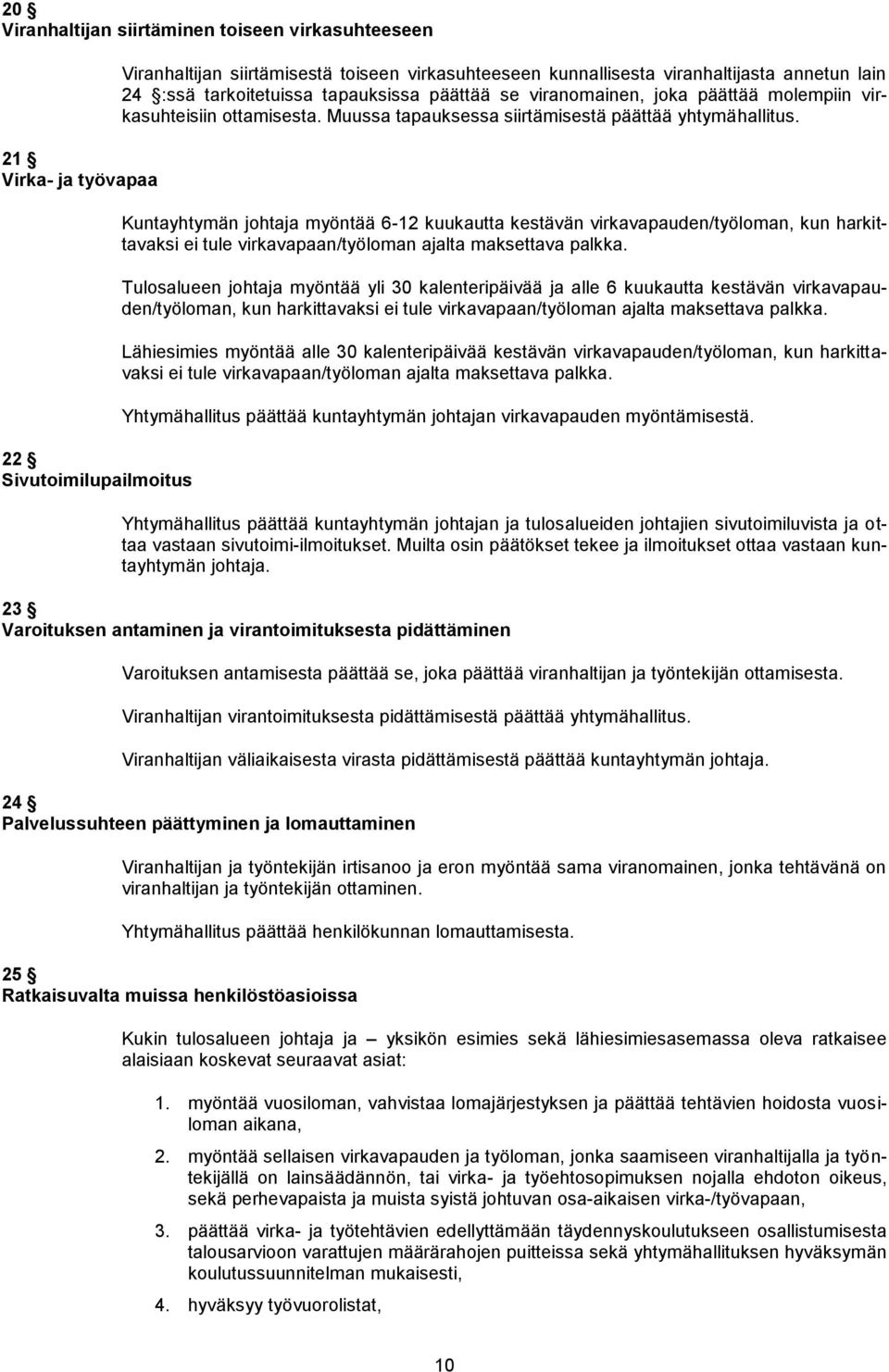 Kuntayhtymän johtaja myöntää 6-12 kuukautta kestävän virkavapauden/työloman, kun harkittavaksi ei tule virkavapaan/työloman ajalta maksettava palkka.